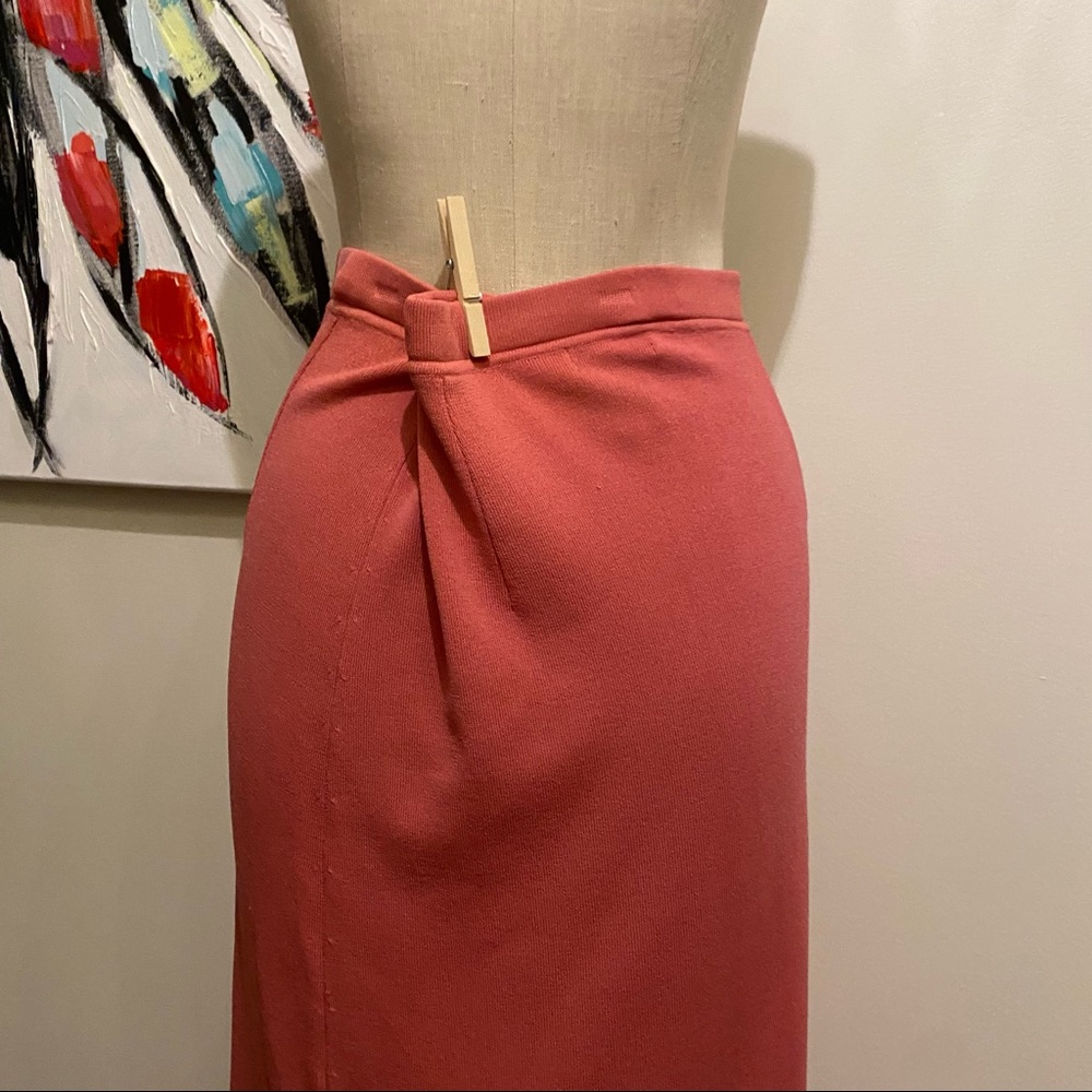 Vintage Peck & Peck muted pink long knit maxi skirt with slit M - Picture 6 of 15